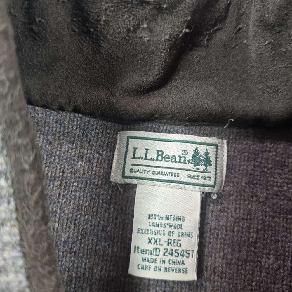 L.L. Bean Vest Mens 2XL‎ Brown Merino Wool Knit Full Zip Lined Pockets Winter - Picture 3 of 7
